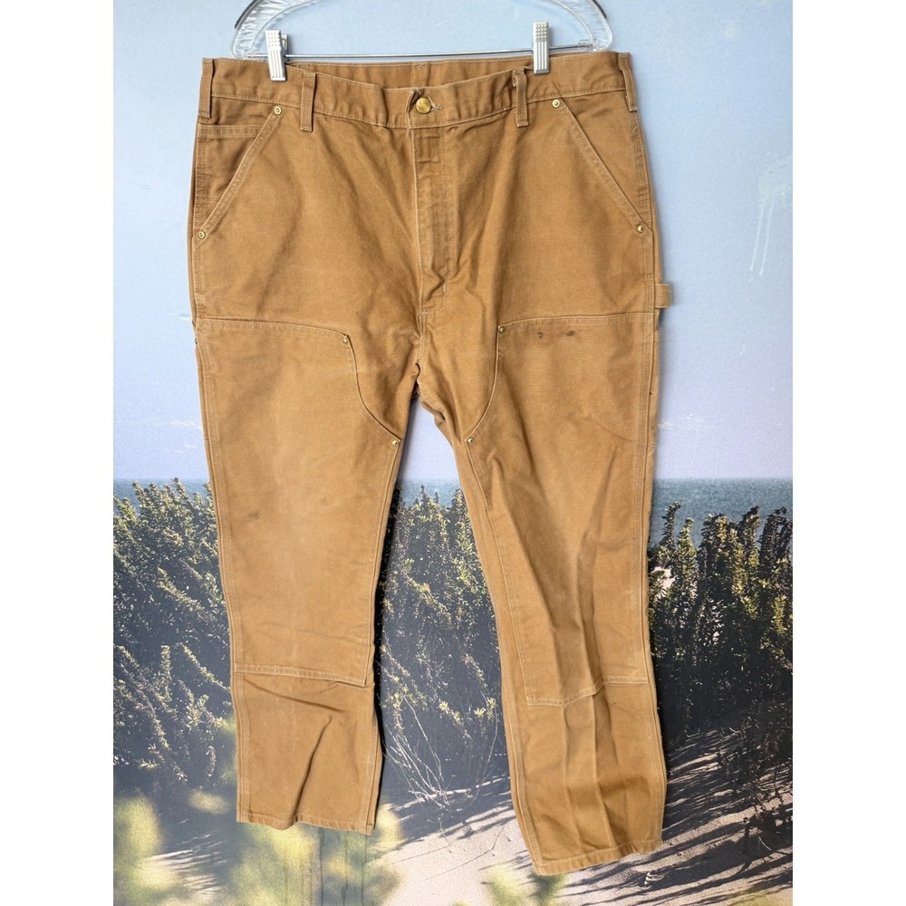 Carhartt Mens Double Knee B01 Brown Duck Work Pants 40x32 Relaxed Fit Carpenter